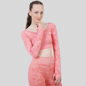Camo Seamless <b>Peach</b> Yoga Crop <b>Top</b> - Product Image 5