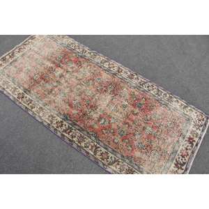 พรมตุรกีวินเทจคลาสสิก6.6ft เบจสีแดง3.1 x พื้นที่ขนาดใหญ่งานเย็บปะทำจากขนสัตว์เนื้อยางแอบสแตรกสำหรับวัยรุ่นโถงทางเดิน - Product Image 4