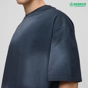 T-shirt décontracté surdimensionné pour homme Behram International 100 % coton, coupe ample à épaules tombantes, col montant étendu, haute qualité - Product Image 5