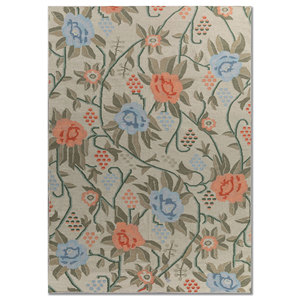 Alfombra de Lana Tejida Plana Azul Aprezo, Alfombra Rectangular Floral para Decoración de Sala de Estar, Modelo ADWL-13299 - Product Image 1