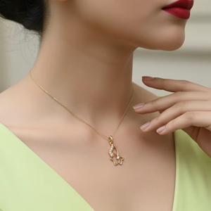 จี้เพชรทองคำ 14K ลายดอกไม้คลาสสิกธรรมชาติสำหรับผู้หญิง - Product Image 5