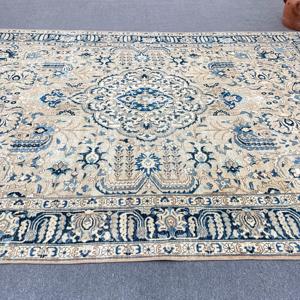 พรมตุรกี ขนาดใหญ่พิเศษ 8.3x11.7 ฟุต พรมวินเทจ สีน้ำเงินเบจ พรมขนสัตว์เปอร์เซีย - Product Image 2
