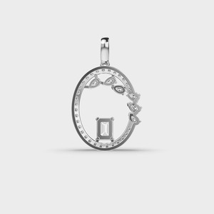 Colgante de Diamante Ovalado con Corte Esmeralda en Plata de Ley 925 - Product Image 4