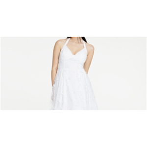 Abito da donna bianco in chiffon floreale trasparente senza maniche con scollo all'americana, lunghezza intera, vestibilità formale, linea ad A, taglia 9/10 - Product Image 5