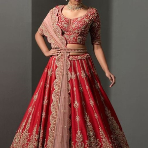 NEW STYLISH BEAUTIFUL EMBROIDERY on <b>BLOUSE</b> WITH LEHENGA DRESS Embellished WITH CRYSTAL GLASS BEADS,STONE,DABKA Work @ 2023 - Product Image 1