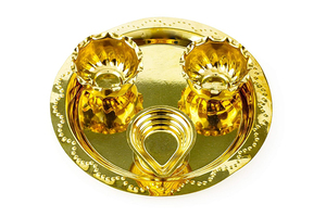 คุณภาพส่งออกทองเหลือง Pooja Thali ชุดสําหรับบ้านวัด Pooja Thali ตกแต่งทองเหลือง Pooja รายการสําหรับของขวัญสําหรับตกแต่ง - Product Image 3