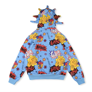 เสื้อฮู้ดพิมพ์ลายพัฟสำหรับผู้ชายที่มีพื้นผิวแบบยกขึ้นและวัสดุหนักที่เหมาะสำหรับลุคสตรีทแวร์ในเมือง - Product Image 2