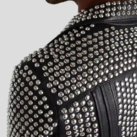 Usine directe veste de motard en cuir noir clouté pour hommes de qualité supérieure style punk rock pour les commandes en gros veste cassul pour hommes