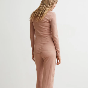 Conjunto de Pijama de 2 Piezas de Bambú Suave para Mujer, Camisones de Manga Larga con Botones para Otoño, Material de Punto Suave para Mayor Comodidad - Product Image 6