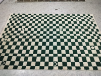 Alfombra de diseño moderno marroquí hecha a mano, alfombra de lana de tablero de ajedrez personalizada, patrón geométrico verde para decoración del hogar, sala de estar