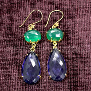 Boucles d'oreilles lustre tendance en onyx vert fait à la main Lustre élégant en onyx vert pour femme - Product Image 3