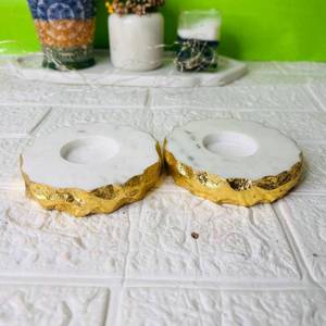 Hecho a mano mármol blanco Natural latón Diya flor corte diseño T-light mejor precio decoración del hogar para uso religioso resina anís estrellado - Product Image 1