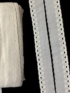 Tissu en dentelle extensible 100 % coton, séchage rapide, respirant, à bordure festonnée, broderie florale, idéal pour robes, chemises et vêtements – Meilleures ventes - Product Image 2