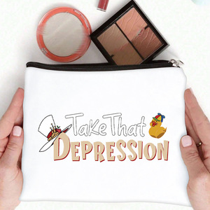 Portable Canvas <b>Cosmetic</b> <b>Bag</b> with Cartoon Print Zipper Closure <b>Large</b> Capacity Handheld for Toiletry Pouch - Product Image 2