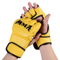 Gants de combat MMA professionnels sur mesure de haute qualité en cuir de vachette véritable, design demi-doigts, poids 12 oz, protection UV