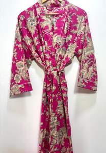 Indian Floral Cotton Kimono Summer Nightwear Bathrobe Dress Bohemian Sleepwear Loungewear Casual Indian Beach Coverup for Women - Product Image 3