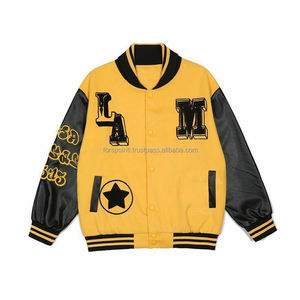Chaquetas con letras de béisbol de chenilla bordadas de lana con logotipo personalizado para hombre, chaqueta universitaria de manga de cuero en blanco Vintage para hombre - Product Image 1