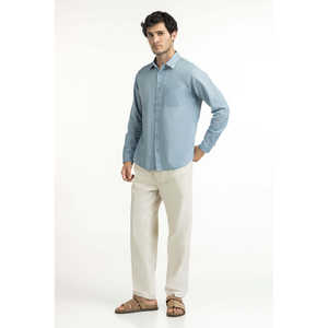 เสื้อเชิ้ตผู้ชายลำลอง ทรงปกติ ผ้าฝ้ายป๊อปลิน 100% ติดกระดุมสองแถว ระบายอากาศได้ดี รับผลิตแบบ ODM - Product Image 3