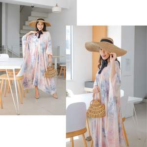 Hecho a mano Aurora Blush suave Pastel Kaftan vestido Indonesia elegante mármol tinte efecto transpirable rayón Material alto producto Abaya - Product Image 1