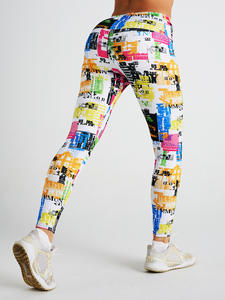 กางเกงเลกกิ้งผู้หญิงเอวสูงลายทางพร้อมโลโก้ขาขวากางเกงไนลอนสแปนเด็กซ์220g ปิดเอวยางยืด - Product Image 3