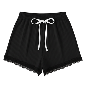 Shorts décontractés pour femmes, en tricot côtelé, taille haute élastique, respirants, doux et confortables, pour dormir, vente en gros de vêtements - Product Image 1