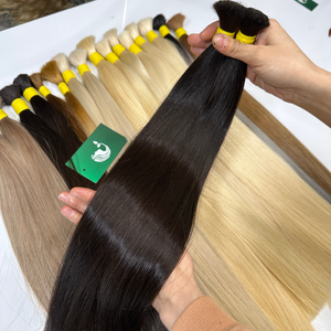Extensions de cheveux humains bruts, cheveux indiens vierges bruts, en vrac, non traités, naturels, soyeux, lisses, en vrac - Product Image 2