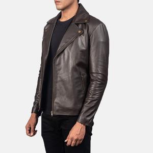 Automne et printemps véritable peau de mouton Denim veste en cuir décontracté élégant Slim Fit avec fourrure décoration courte longueur - Product Image 5