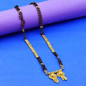 ขายส่ง24K ไมโครทองชุบยาว vati mangalutra, อินเดียเครื่องประดับงานแต่งงาน, เครื่องประดับแบบดั้งเดิม, mangalutra กับลูกปัดสีดำ - Product Image 3