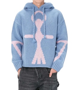 2023 venta al por mayor personalizado Sudadera con capucha suéter de punto Sudadera con capucha manga larga algodón Jacquard colores sólidos suéter para hombres - Product Image 1
