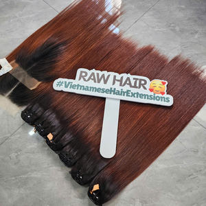 มัดผมมนุษย์แบบตรงและด้านหน้าของผมสีน้ำตาลออมเบรสีน้ำตาลขายส่ง100% เวียดนาม - Product Image 5