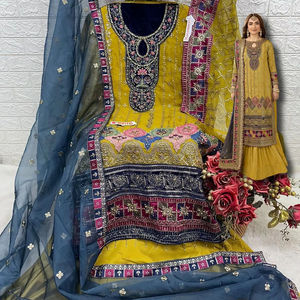 ชุดผ้าโปร่งประดับมุกสำหรับฤดูหนาวสุดหรูมีซับในด้านล่างและเสื้อผ้าปากีสถาน - Product Image 1