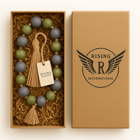 Tasbih de luxe avec perles en bois d'olivier et imitation jade, Misbaha islamique haut de gamme avec boîte cadeau pour hommes et femmes, cadeau du Ramadan