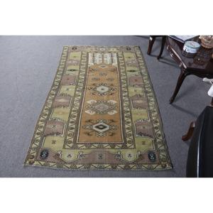 Tapis turc, tapis vintage 3,8x6,2 pieds, tapis en laine persane marron - Product Image 1
