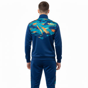 Custom Men's Sporty Two-Piece Tracksuit Set <b>Zip</b>-<b>Up</b> <b>Jacket</b> & Slim Fit Pants Printed Casual Activewear OEM Wholesale - Product Image 2