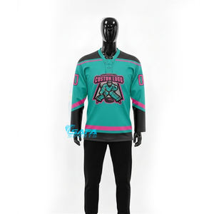 Maillots de hockey sur glace brodés personnalisés, vêtements d'équipe, respirants, 100% polyester, logo par sublimation, uniforme d'entraînement, adulte et enfant - Product Image 6