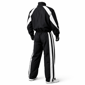 <b>Men</b>’s Black <b>White</b> Windbreaker Tracksuit Set Lightweight Nylon Track Suit Full Zip <b>Jacket</b> Stripe Jogger Pants Custom Logo OEM ODM - Product Image 2