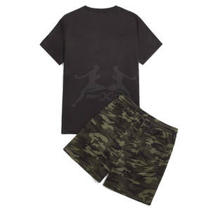 100% algodón hombres Slim Fit camiseta y conjunto corto Camiseta de manga corta y pantalones cortos conjunto para venta en línea - Product Image 2