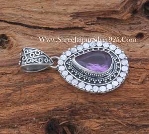 Boho Design Améthyste Pendentif Réglable Collier En Argent Naturel Violet Pierres Précieuses Bijoux Cadeau pour Elle - Product Image 4