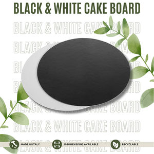 Made in Italy Laminated Disposable Round Black & <b>White</b> <b>Cake</b> <b>Board</b> Cardboard Different Size Ready to Ship - Product Image 2