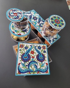 Juego de tarros acrílicos con tapa de madera con incrustaciones de madreperla Bandeja de servicio de regalo multiusos de calidad premium y tarros de almacenamiento - Product Image 1