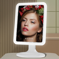 Miroir tactile pour Table fraîche, miroir de maquillage, à lumière Led, avec ventilateur, pouces