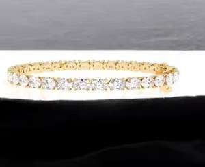 Tenis hecho a mano de oro de 14 quilates para pulsera para mujer, juego de racimo de corte sólido de 4,30 quilates, Diamante de moissanita VVS1 único para pulsera - Product Image 2