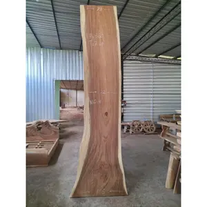 Warna Natural Top Table Lempengan Kayu Trembesi Panjang 3.6 Meter dengan Warna Alami Finish Kayu Suar Best Seller Furniture