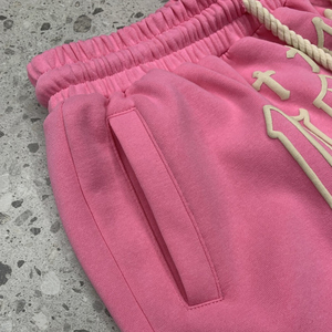 Shorts de sport pour hommes de haute qualité, taille élastique, décontractés, streetwear, logo personnalisé, impression en relief, tissu French Terry uni - Product Image 2