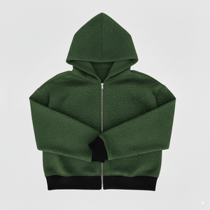 Sweat à capuche oversize de haute qualité avec logo brodé entièrement en strass, style streetwear Y2k, marque personnalisée, 450 g/m², strass diamant - Product Image 1