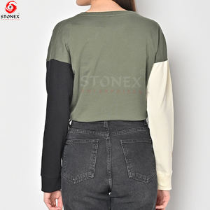 Sudadera recortada de tamaño XS de lujo para mujer, peso ligero, moda de invierno, cuello redondo, técnicas estampadas de punto, lona informal ODM - Product Image 6