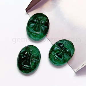Pedra de quartzo verde para fazer joias, cabochão de quartzo com face e lua solta, presente de aniversário 18x14mm