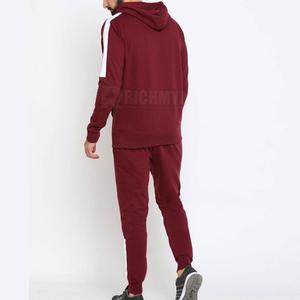 ชุดวอร์มผู้ชายขายดี ปรับแต่งโลโก้ได้ สีแดงเลือดหมู ชุดเซ็ต 2 ชิ้น ขายส่ง MOQ ต่ำ เสื้อผ้าผู้ชาย ชุดออกกำลังกาย - Product Image 3