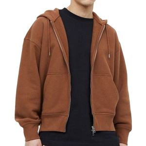 2025 nouveau Design Y2K Zipup recadrée Boxy Fit sweat à capuche 420 Gsm poids lourd hiver chaud décontracté personnalisé broderie impression hommes à capuche - Product Image 1