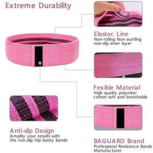 Bandes d'entraînement pour femme à domicile Bandes de hanche personnalisées pour boucle de jambe Vente en gros Ensemble de bandes de résistance en tissu antidérapant - Product Image 4